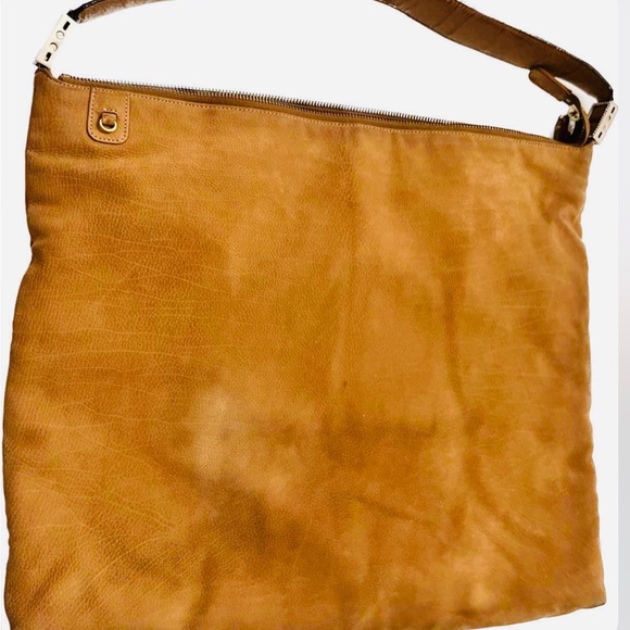 ST. JOHN Suede leather Hobo style crystal embellished single strap w/Riri zipper - Picture 14 of 16